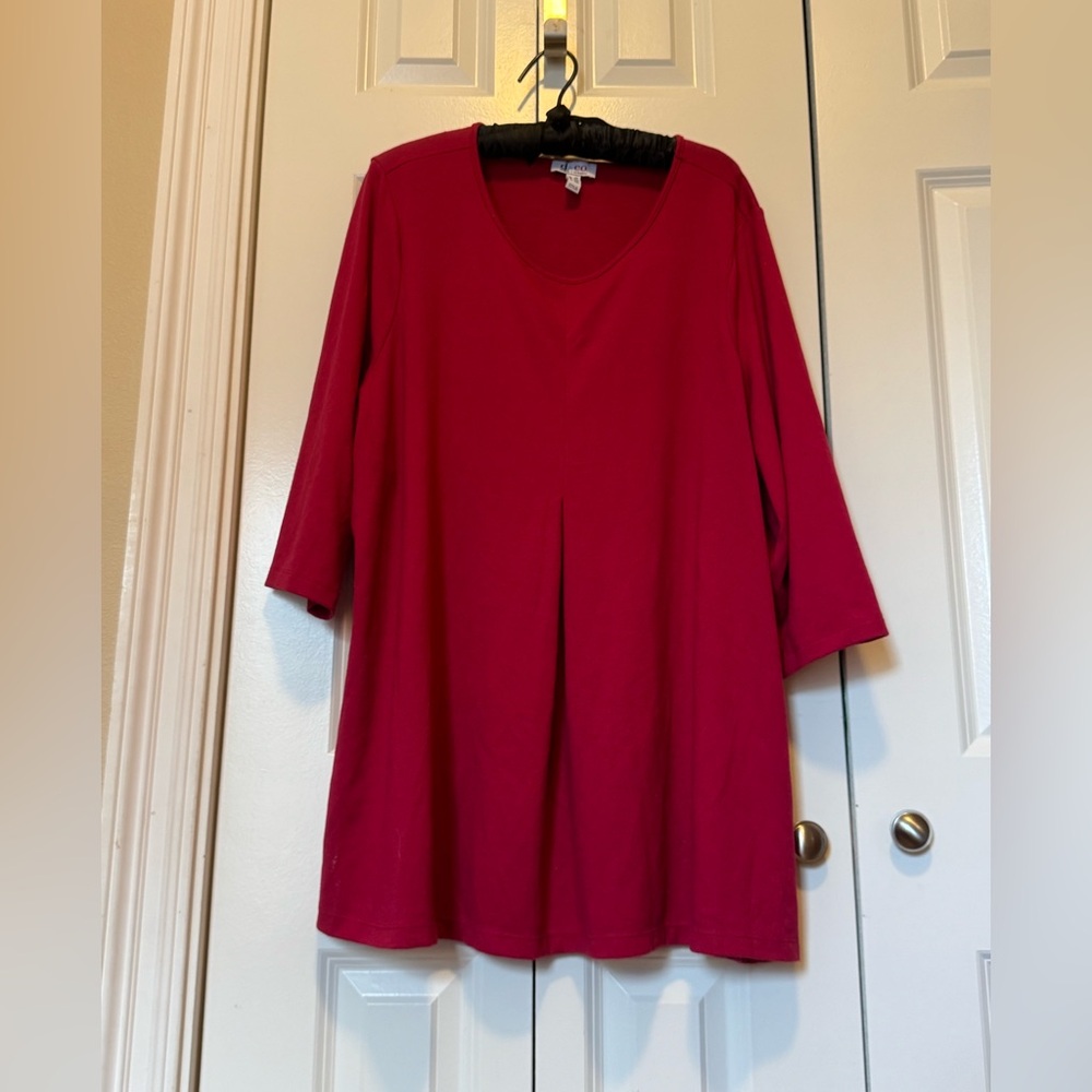 Flowy Swing Tunic Top Lightweight Relaxed Fit Casual Everyday Red 2X